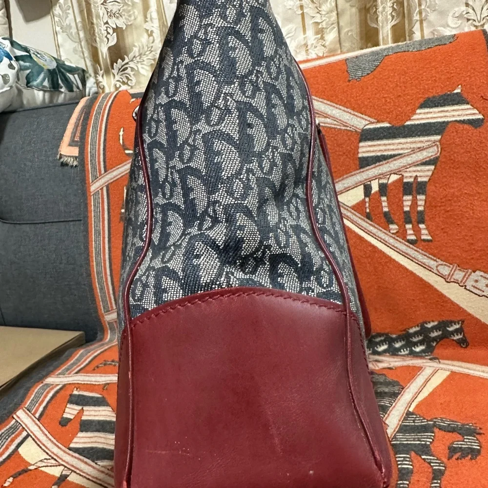 CHRISTIAN DIOR ❤️🌟BLUE & BURGUNDY TROTTER TOTE BAG ⭐️ - Picture 8 of 12